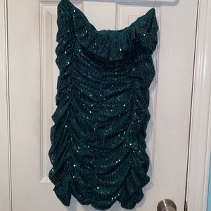 Fashion Nova All Night Sequin Mini Dress in Hunter Green. Size Large.